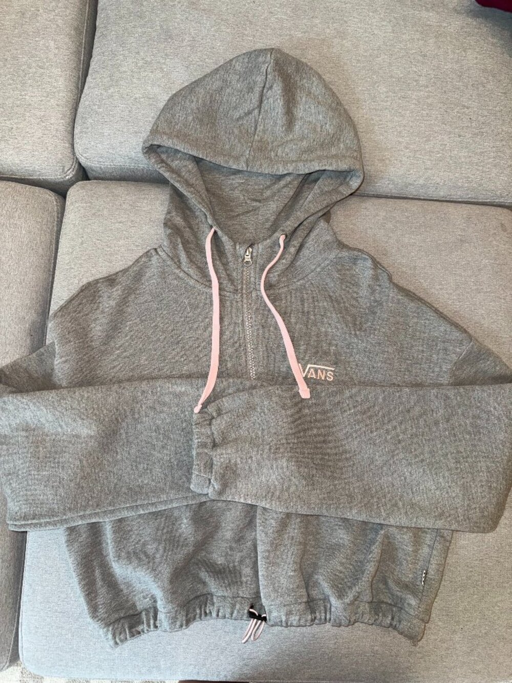 Grey Vans Hoodie With Elastic Scrunch Waist - Picture 2 of 3